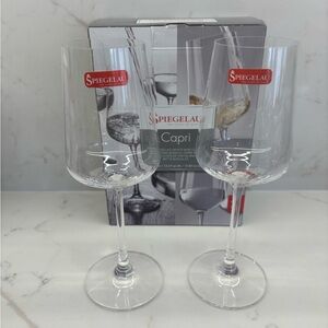 2 Spiegel White Wine Glasses Clear Wine Glass Set New in Box Romantic